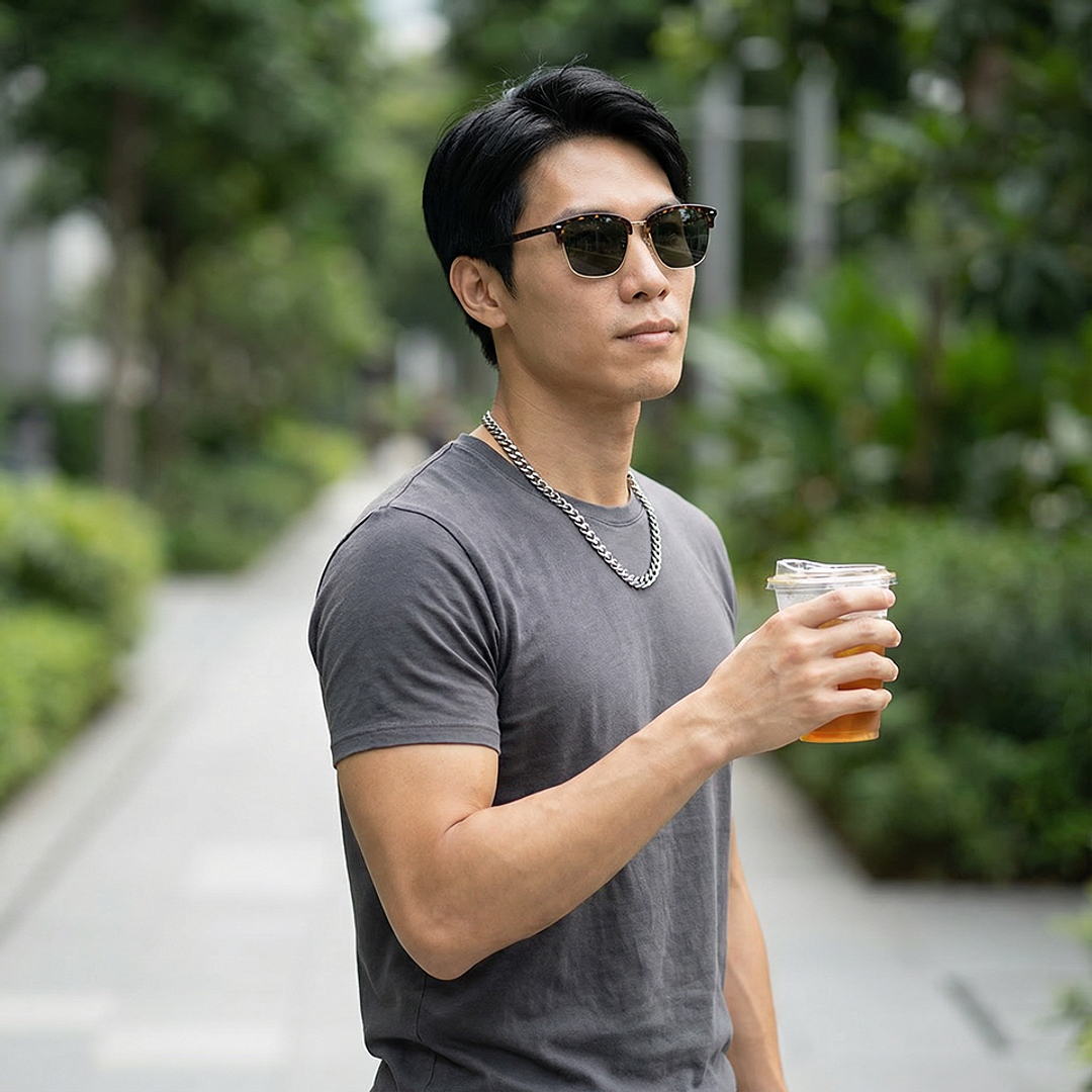 OWNDAYS | SUN Brown Demi Half Rim Browline right side